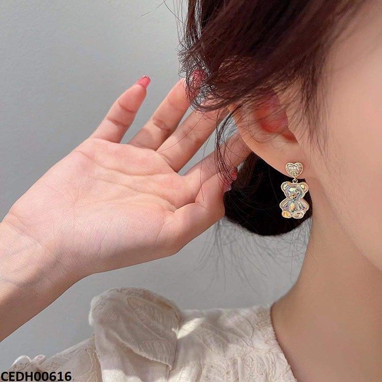 CEDH00616 SYB Heart Teddy Bear Drop Earrings - CEDH