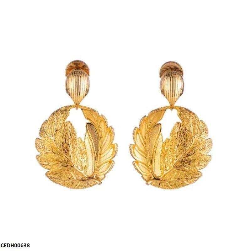 CEDH00638 ZHL Round Leaf Drop Earrings - CETH