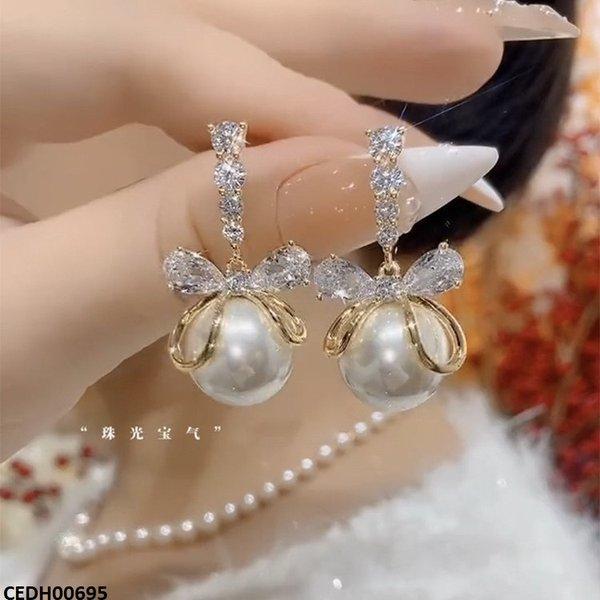 CEDH00695 LSH Bow Pearl Drop Earrings -CEDH