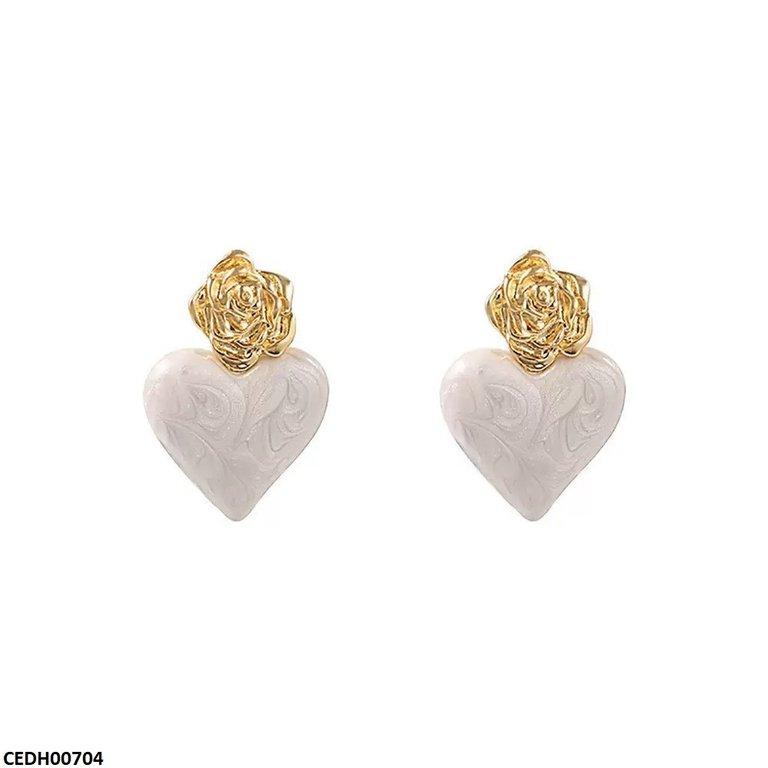CEDH00704 LSH Flower Heart Drop Earrings - CEDH