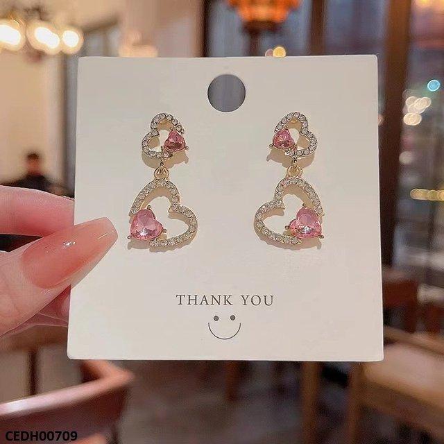 CEDH00709 LSH Double Heart Drop Earrings - CEDH