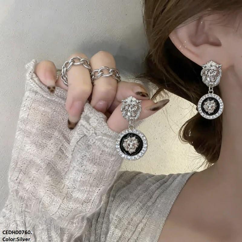 CEDH00760 ZHL Round Lion Drop Earrings - CEDH