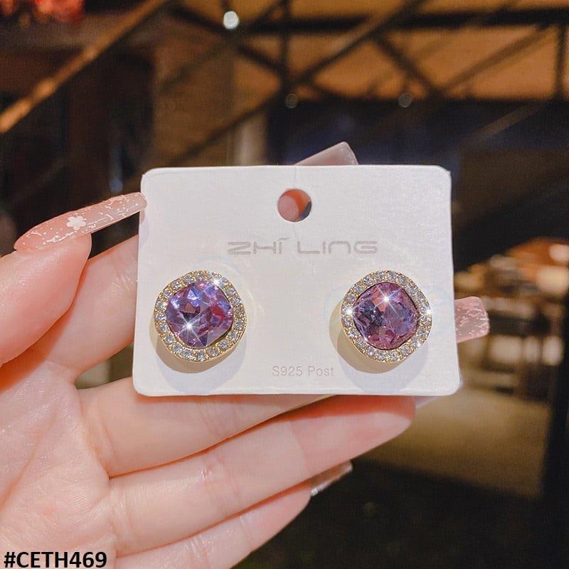 CETH469 ZHL Purple Step Cushion Ear Tops Pair