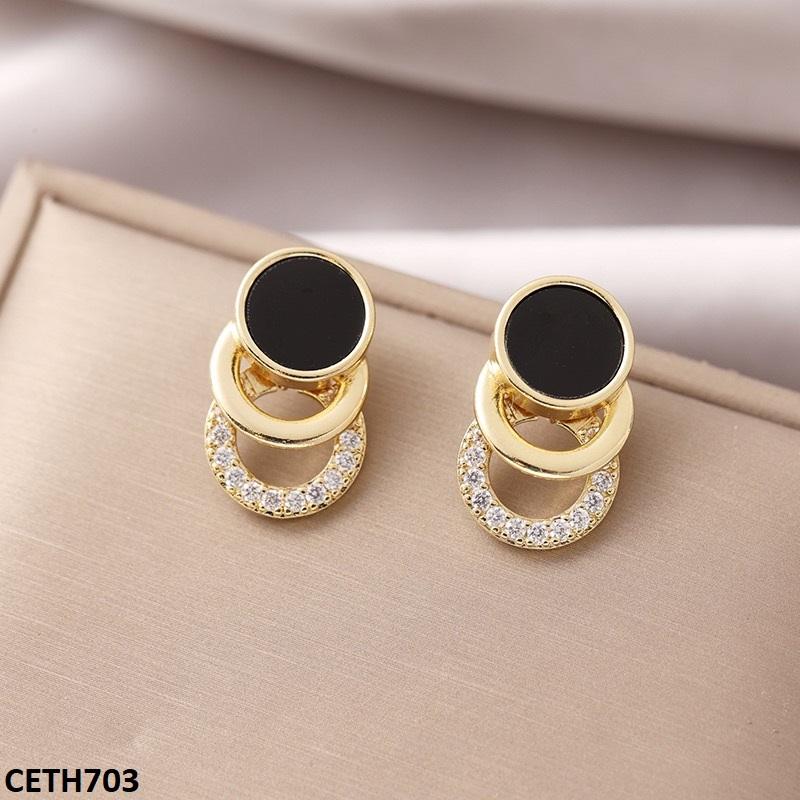 CETH703 ZLX Black Layered Circle Tops Pair