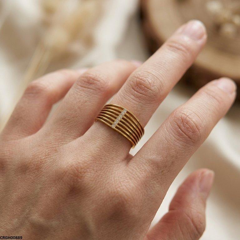 CRGH00889 MOX Stainless Steel Layered Line Ring - CRGH