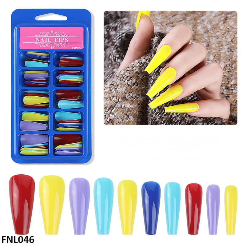 FNL046 PNA Long Coffin Nail Set 100Pcs