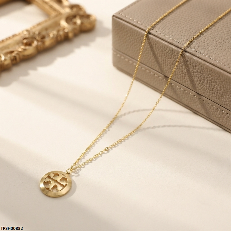 TPSH00832 ALQ Stainless Steel Round Double T Pendant - TPSH