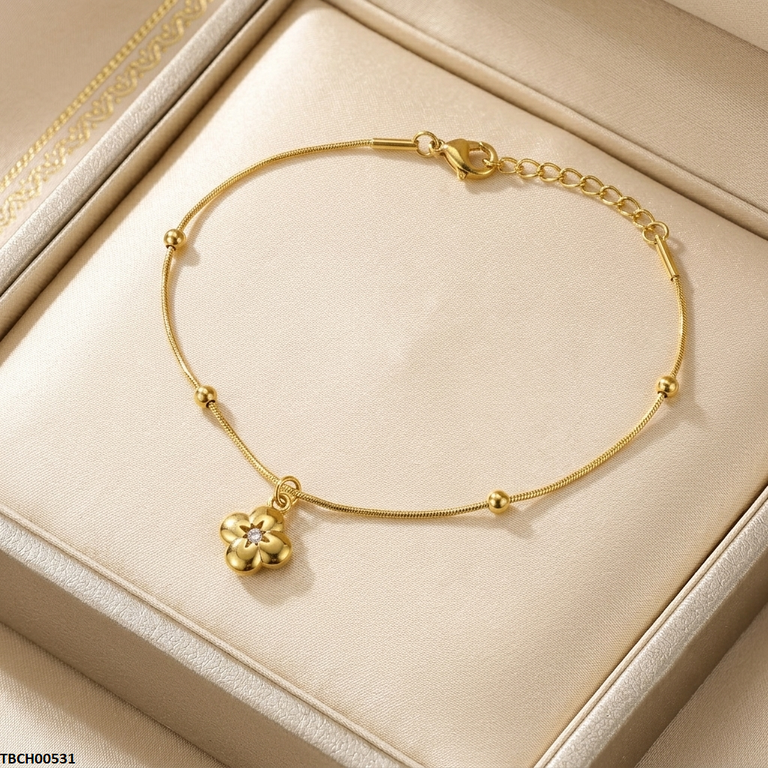 TBCH00531 MSJ Stainless Steel Flower Drop Bracelet - TBCH