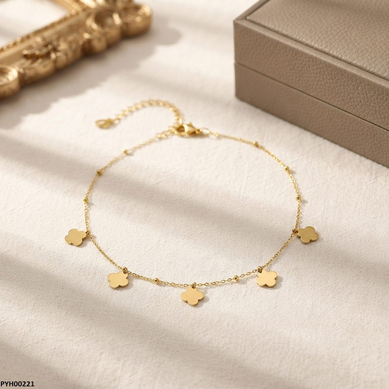 PYH00221 ALQ Stainless Steel Flower Anklet - PYH