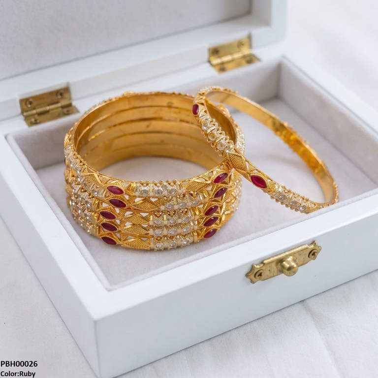 PBH00026 MZM Marquise Stone 6 Pcs Of Bangles Set - PBH