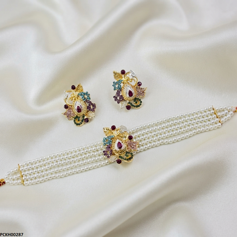PCKH00287 ABD Tear/Leaf Golden Choker Set - PCKH