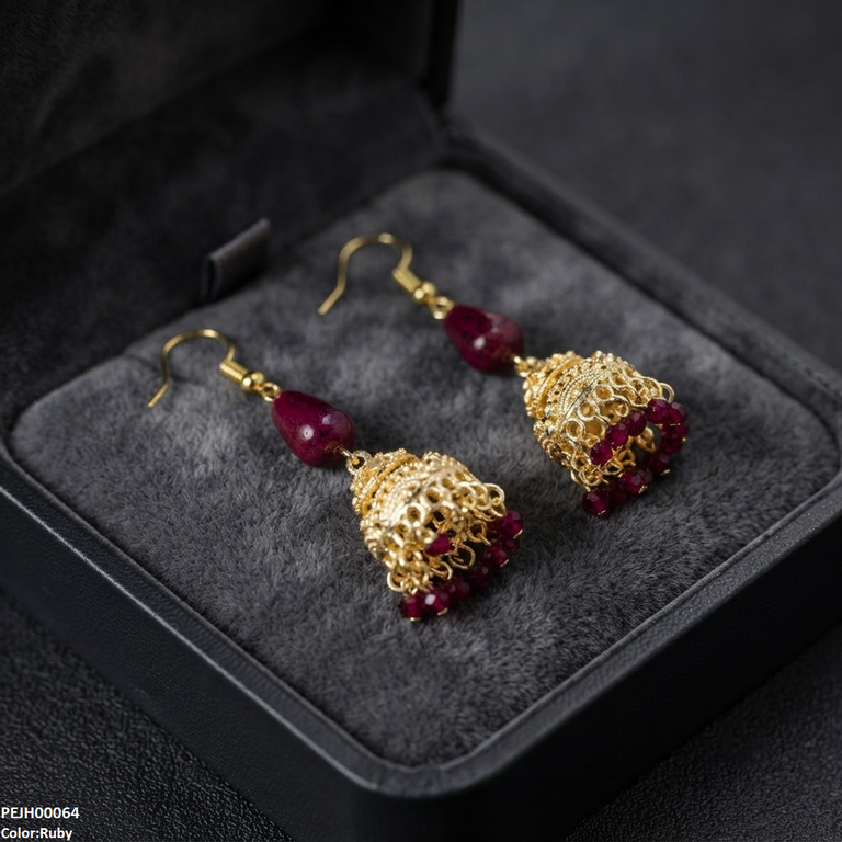 PEJH00064 SDQ Filigree Jhumki Earrings - PEJH
