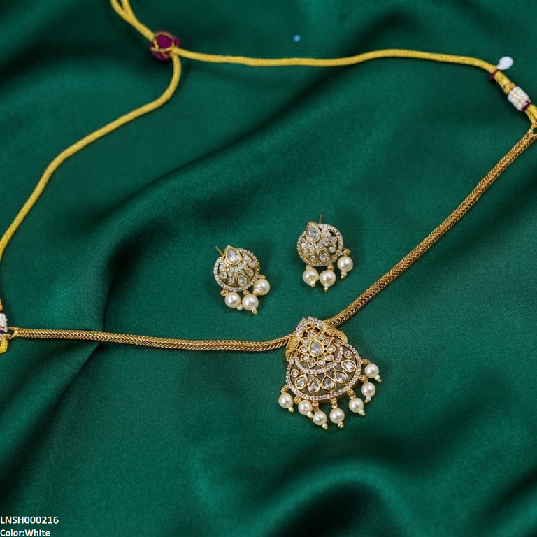 LNSH00216 ANI Tear Pearl Drop South Indian Necklace Set - LNSH