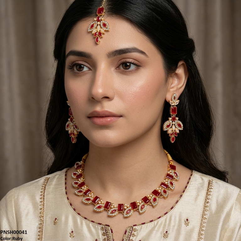 PNSH00041 MZM Marquise Necklace Set - PNSH