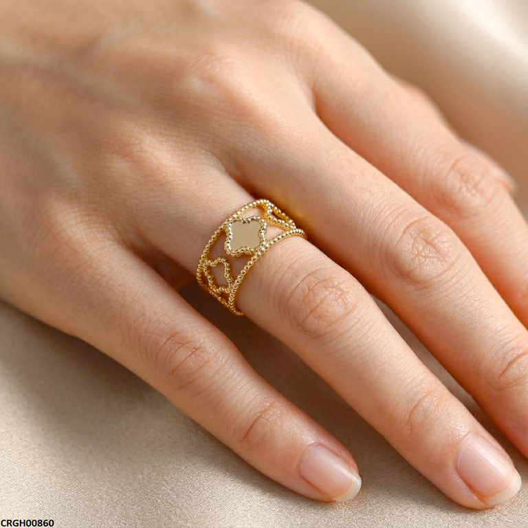 CRGH00860 NMS Clover Flower Stainless Steel Ring Adjustable - CRGH