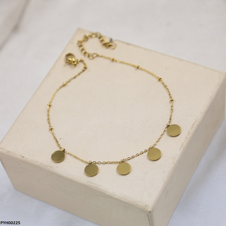 PYH00225 ALQ Stainless Steel Round Drop Foot Anklet - PYH