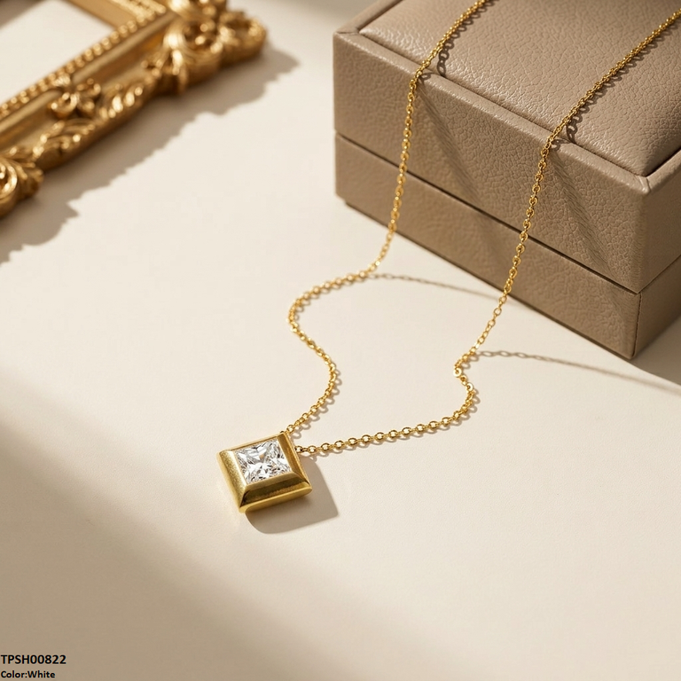 TPSH00822 MSJ Stainless Steel Square Drop Pendant - TPSH
