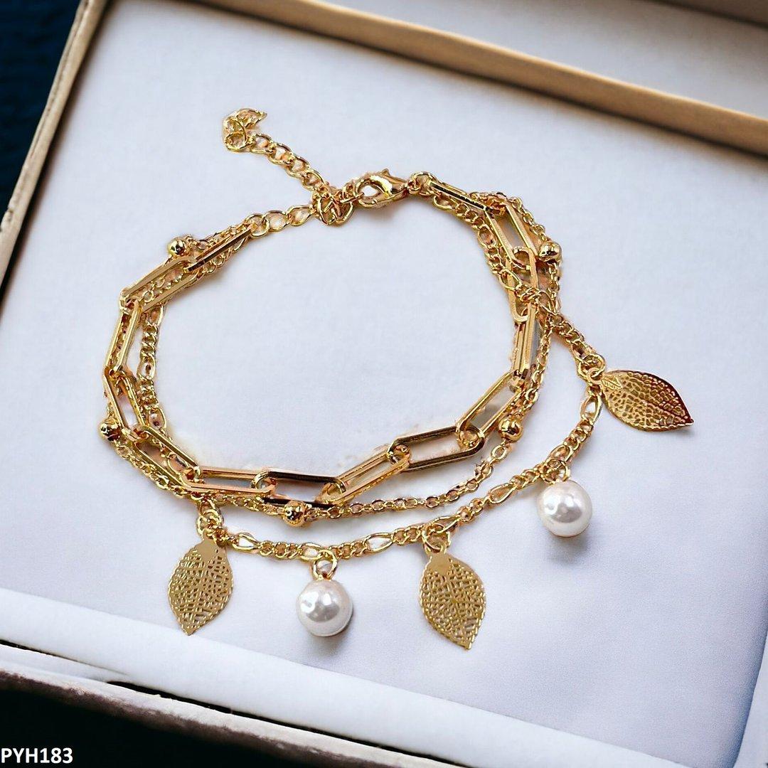 PYH183 WXD Leaf/Pearl Anklet Single