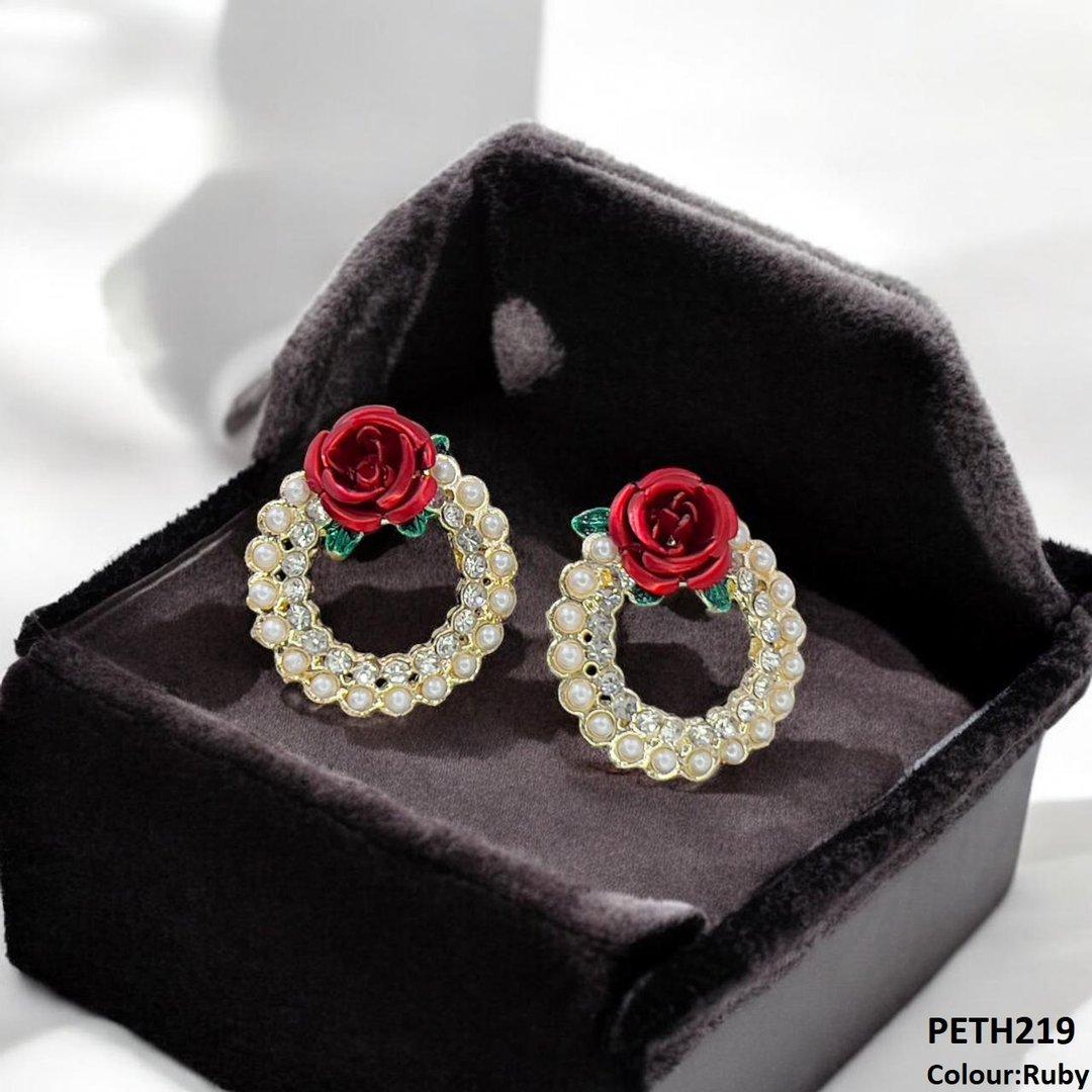 PETH219 SDQ Pearl Round Flower Tops Pair