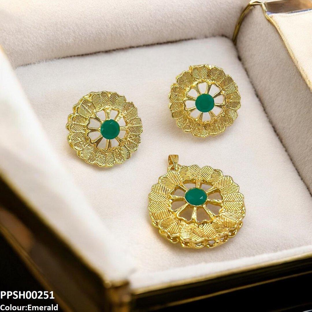 PPSH00251 MZM Round Flower Pedant Set - PPSH