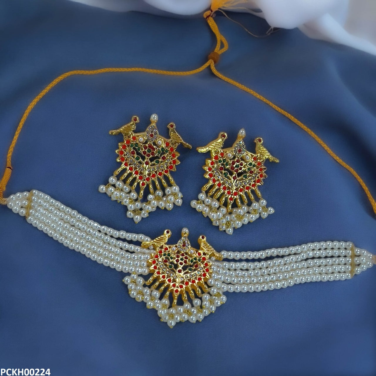 PCKH00224 MZM Multi Stone Pearl Choker Set - PCKH