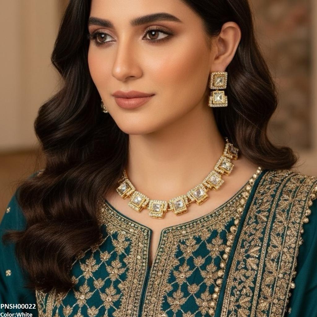 PNSH00022 FRN Square Necklace Set - PNSH