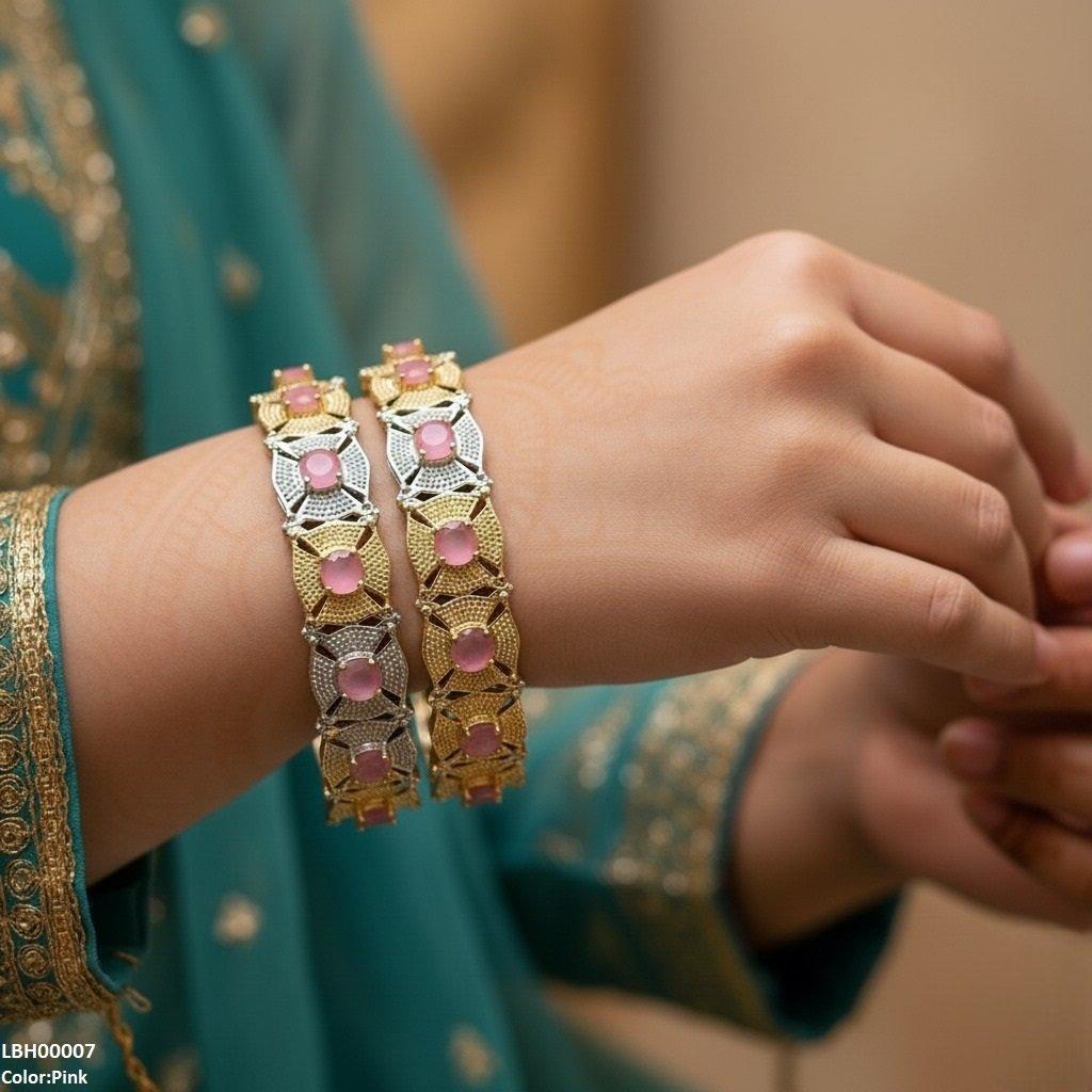 LBH00007 ANI Round Flower Bangle Set - LBH