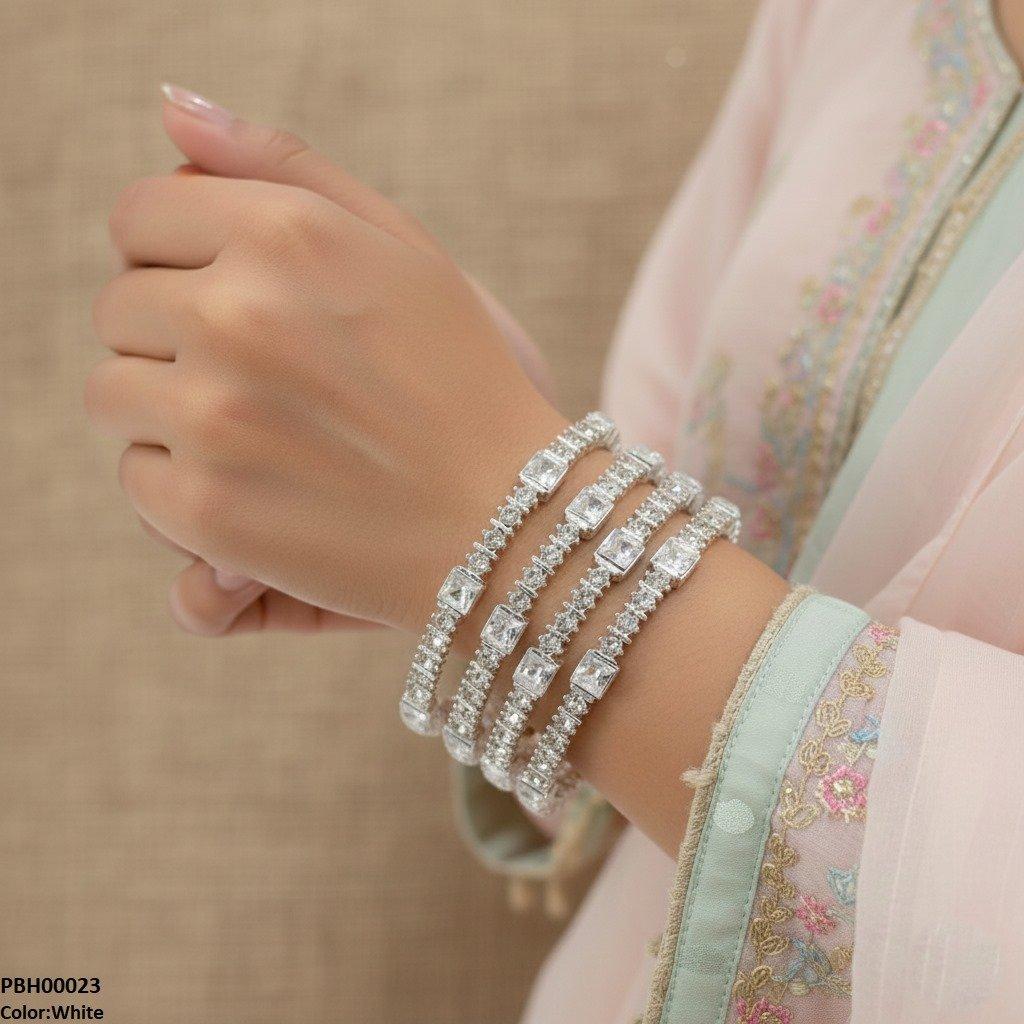 PBH00023 SDQ Square Round 4 Pcs Of Bangles Set - PBH