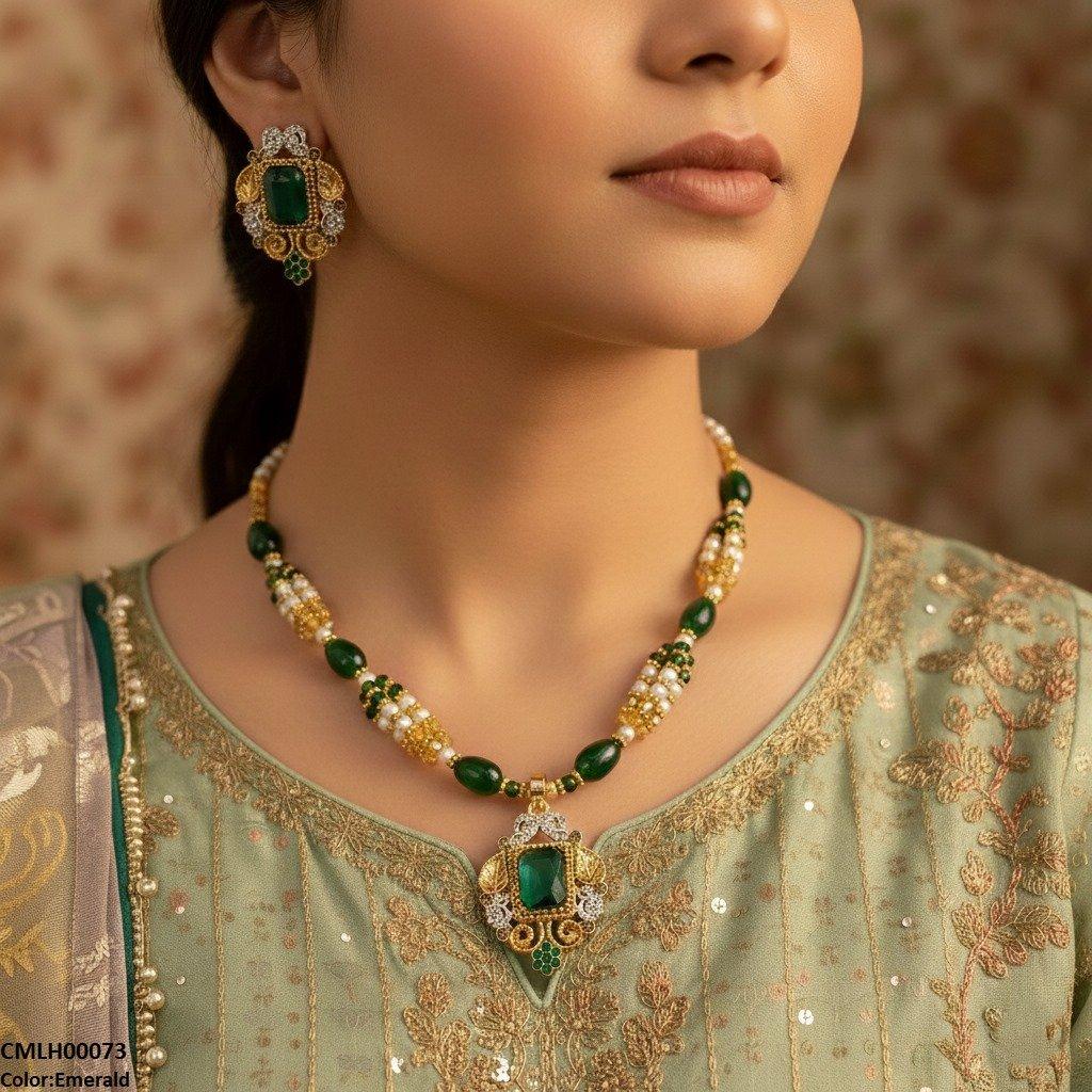 CMLH00073 SDQ Rectangle Flower Drop Mala Set - CMLH