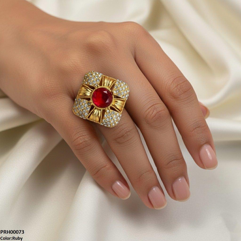 PRH00073 FRN Round Stone Ring Adjustable - PRH