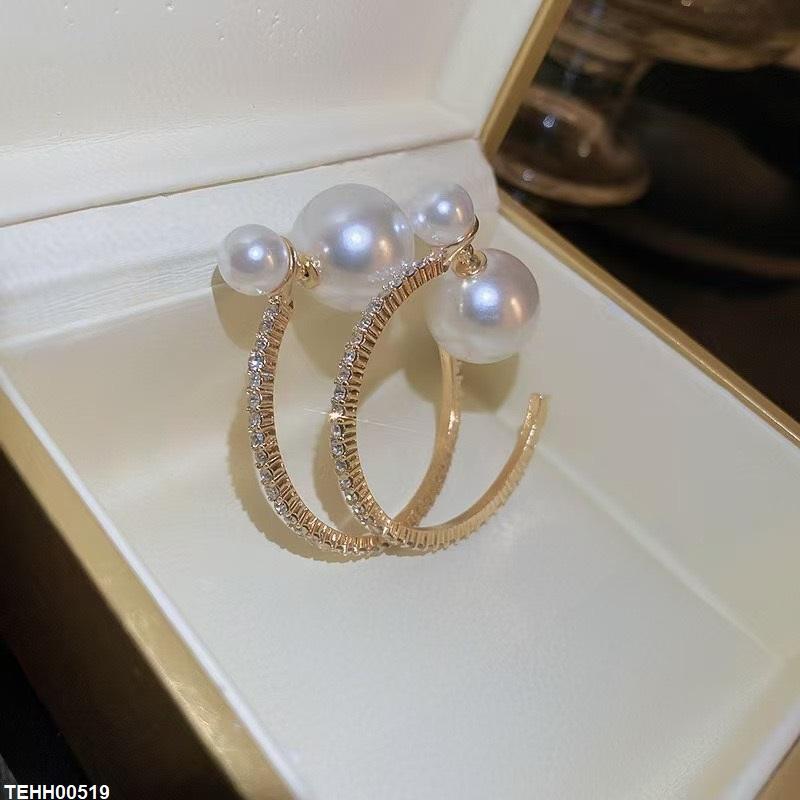TEHH00519 YHC Pearl Round Hoops Pair - TEHH