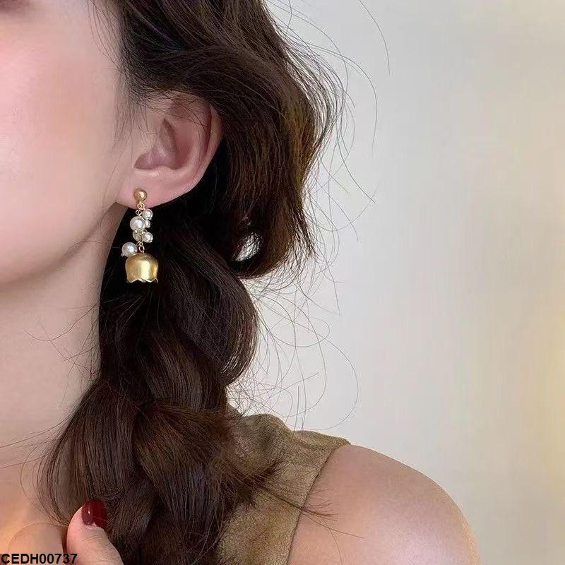 CEDH00737 YHC Pearl Bell Drop Earrings - CEDH