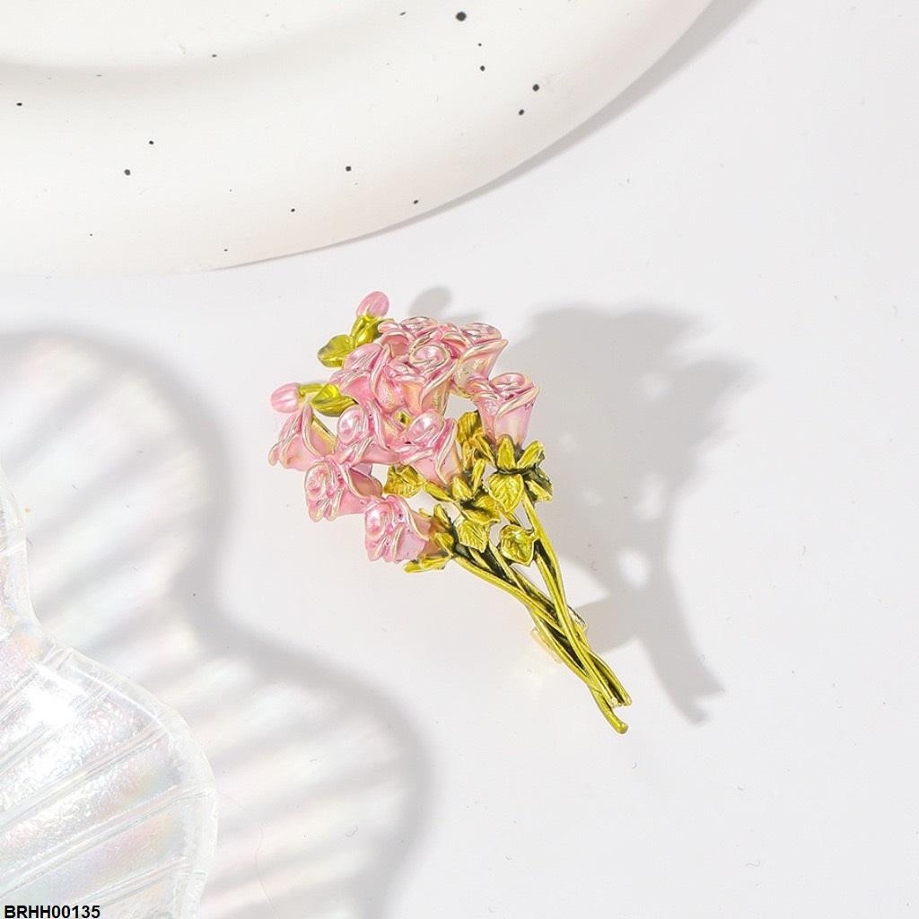 BRHH00135 XST Pink Rose Bouquet Broach - BRHH