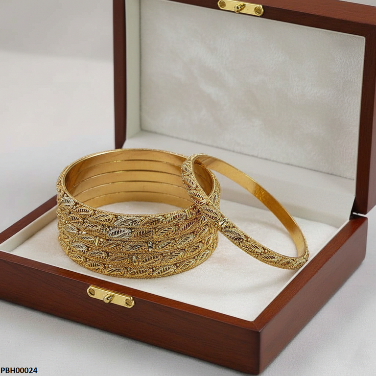 PBH00024 MZM Round Leaf 6 Pcs Of Bangles Set - PBH