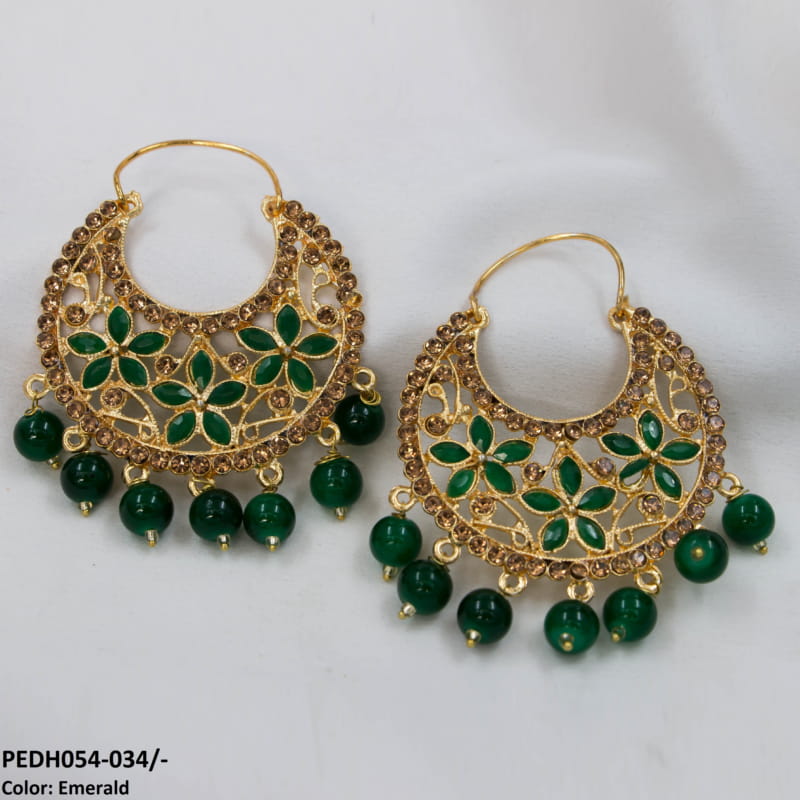 PEDH054 FRN Pear Temple Drop Earrings Pair