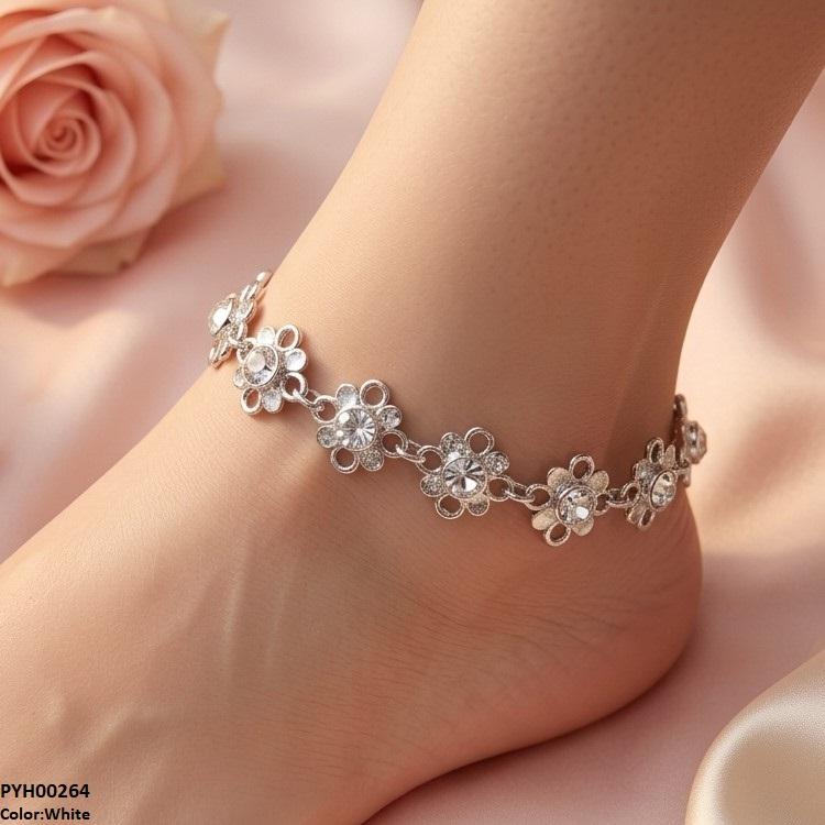 PYH00264 ABD Flower Stone Single Anklet - PYH
