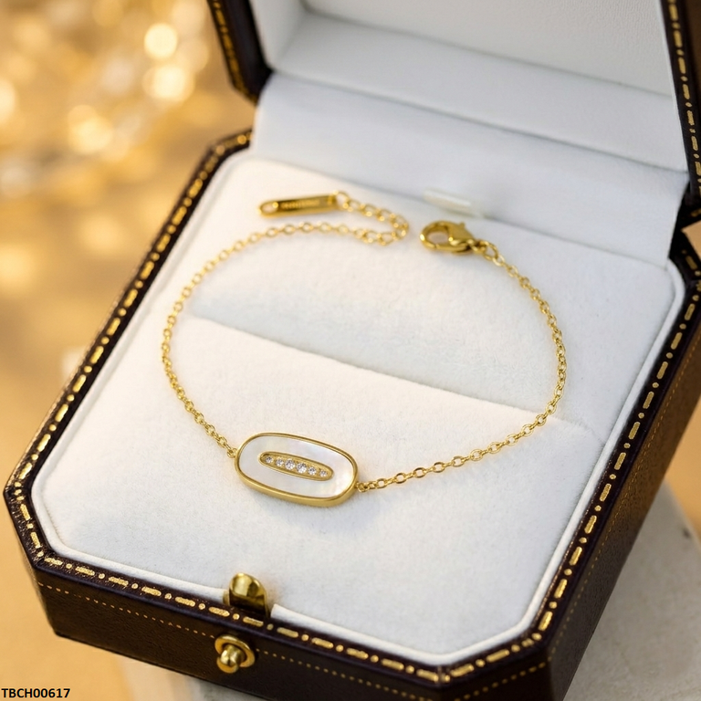 TBCH00617 MSJ Stainless Steel Oval Stone Bracelet - TBCH