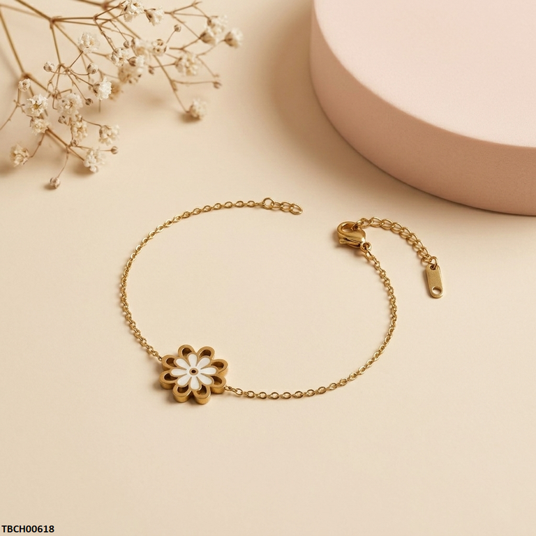 TBCH00618 MSJ Stainless Steel daisy Flower Bracelet - TBCH