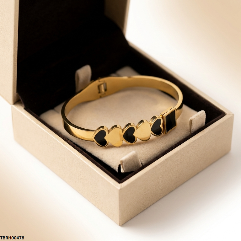 TBRH00478 MSJ Stainless Steel Double Heart Round Braclet - TBRH