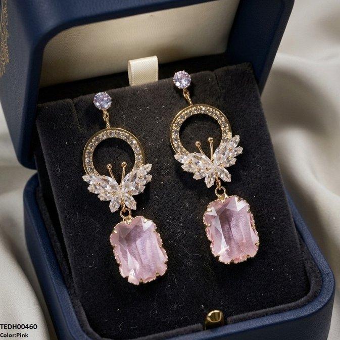 TEDH00460 QSJ Butterfly/Rectangle Drop Zircon Earrings - TEDH