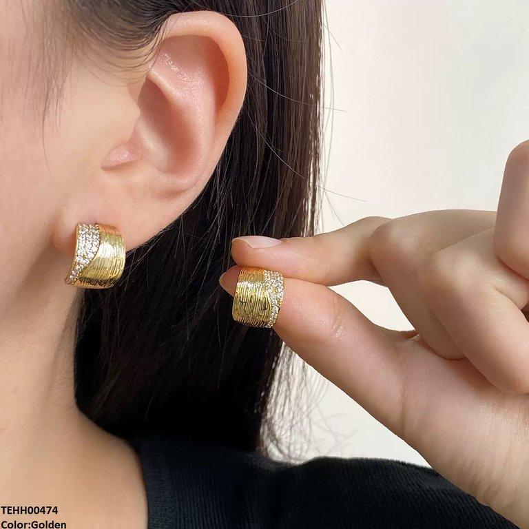 TEHH00474 BTO Round Stone Ear Hoops Pair - TEHH
