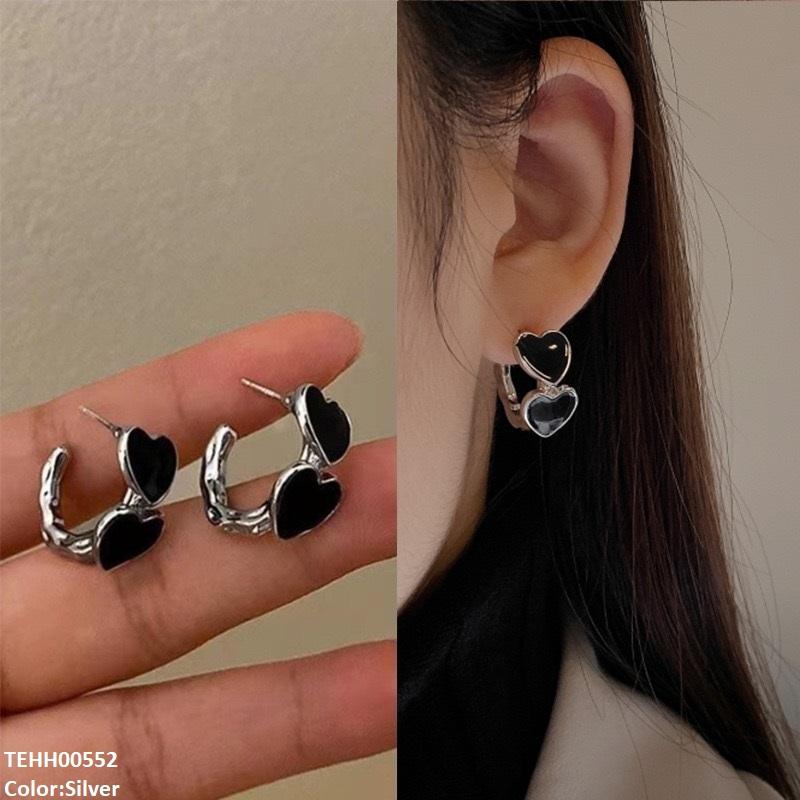 TEHH00552 QWN Round Heart Hoops Pair - TEHH