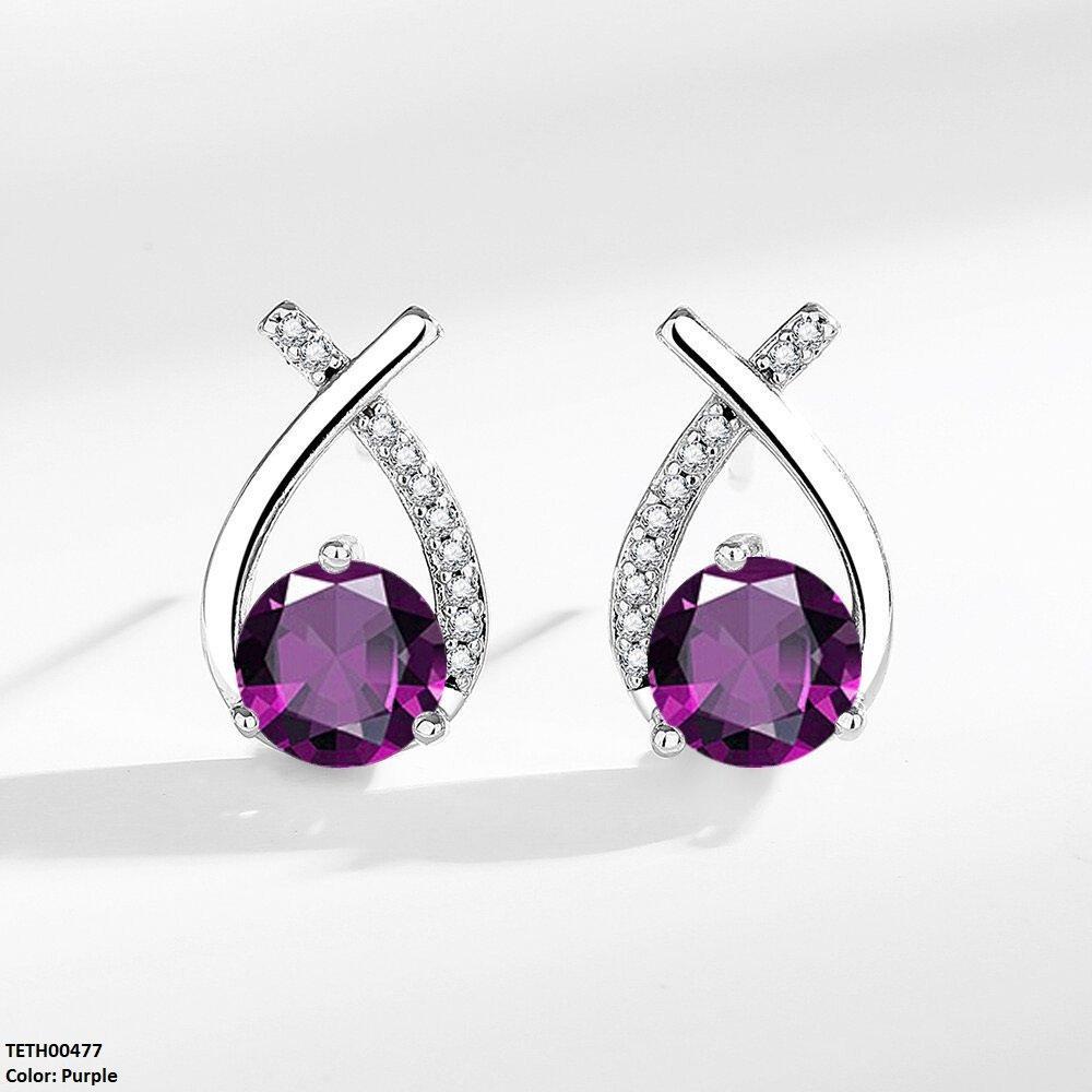 TETH00477 BLX Round Zircon Cross Tops Pair - TETH