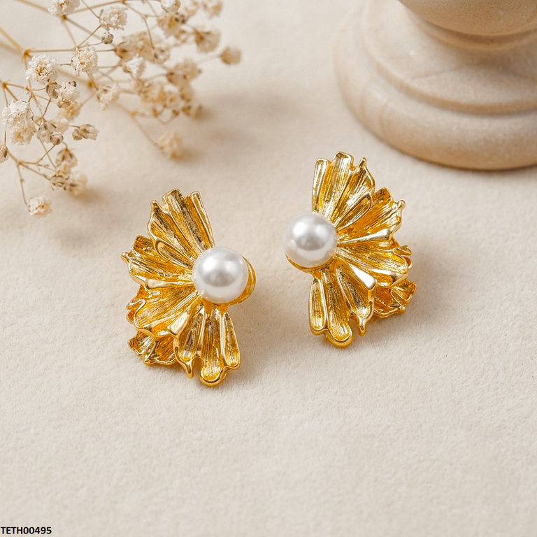 TETH00495 MSJ Stainless Steel Heaf Flower Tops Pair - TETH