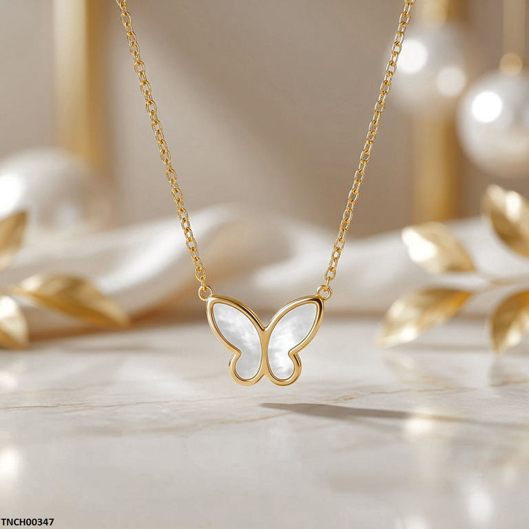 TNCH00347 QSJ Stainless Steel Butterfly Necklace - TNCH