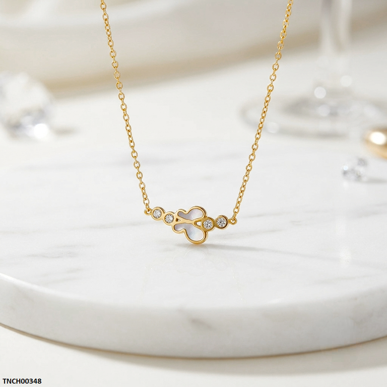 TNCH00348 QSJ Stainless Steel Butterfly Stone Necklace - TNCH