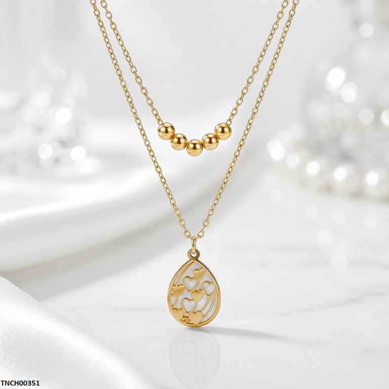 TNCH00351 QSJ Stainless Steel Tear Heart Necklace - TNCH