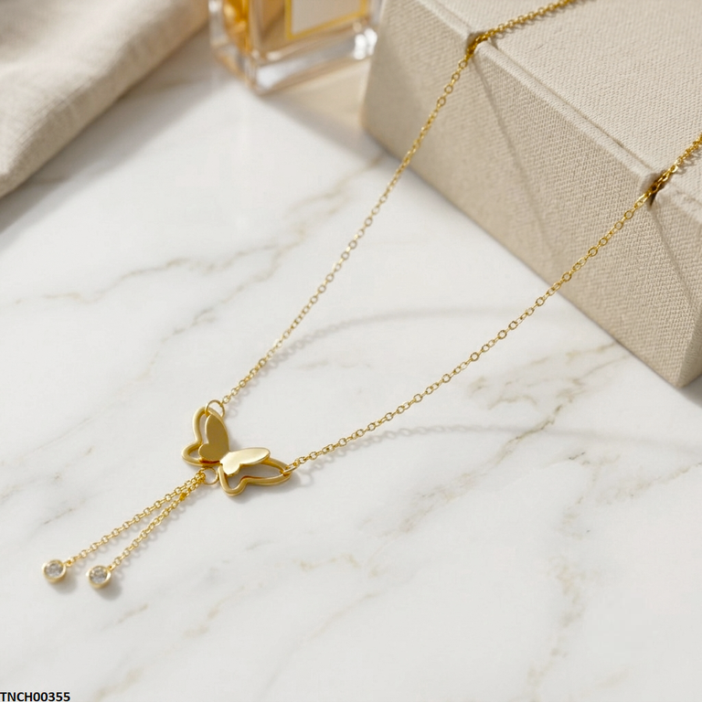 TNCH00355 QSJ Stainless Steel Butterfly Necklace - TNCH