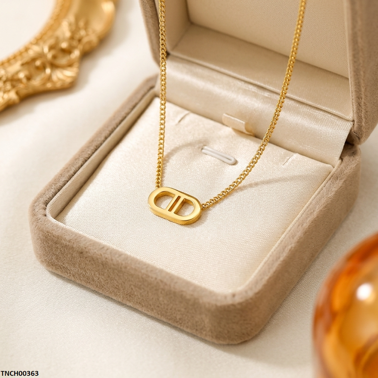 TNCH00363 MSJ Stainless Steel Double D Necklace - TNCH