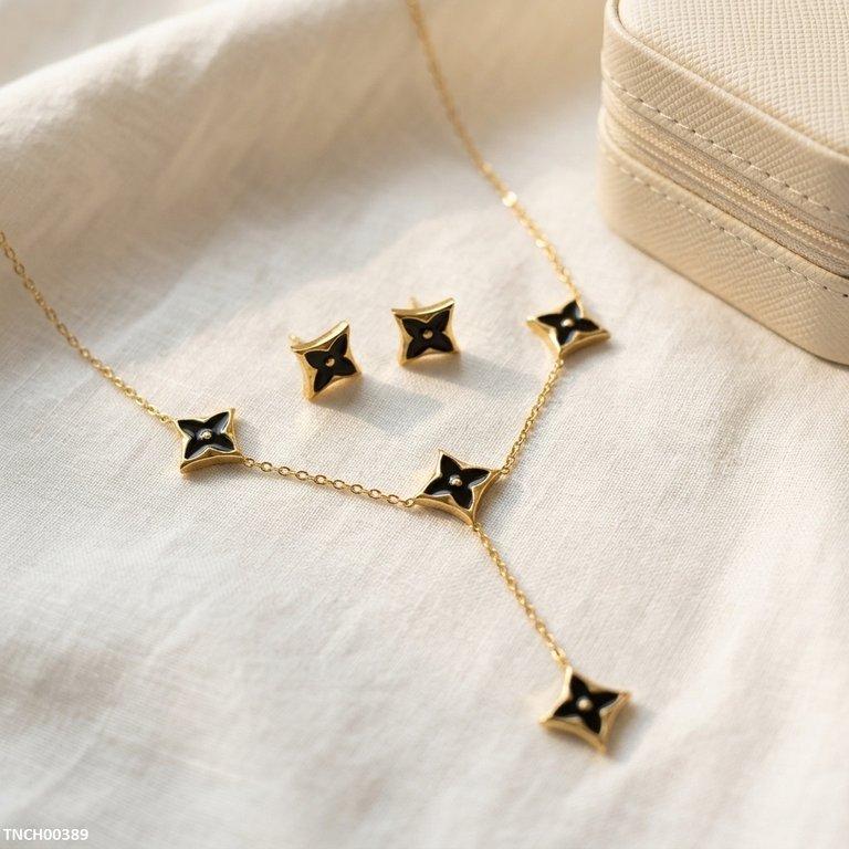 TNCH00389 BHS Ninja Star Stainless Steel Necklace Set - TNCH